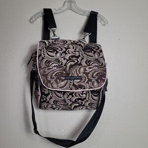 Petunia Pickle Bottom Brown Pink Tan Floral Paisley Diaper Bag